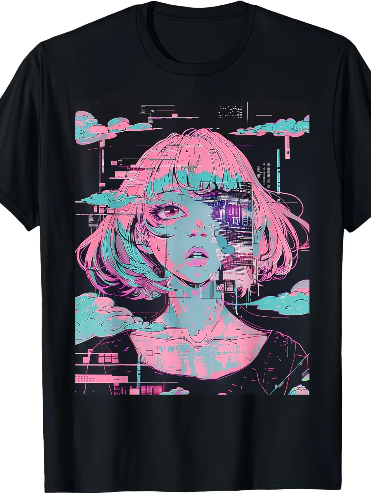 Damen Herren T-Shirt Streetwear Vintage Cyberpunk Anime Mädchen T-Shirt Sommer Übergroß Lässig Trendy Y2K Retro Harajuku Hip Hop