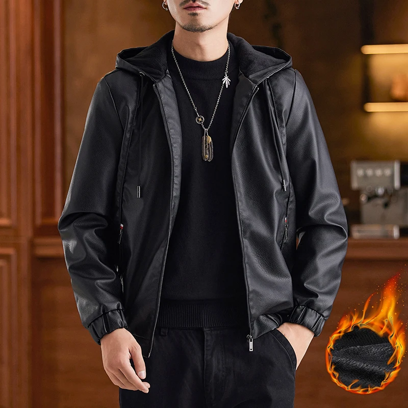 

Мужская кожаная куртка большого размера, утепленная теплая плюшевая одежда, удобные лацканы Roupas Masculinas, хит продаж, Casacos De Inverno Masculino