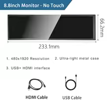 8.8'' Capacitive Touch IPS Portable Monitor, 1920x480 Touchscreen Metal Case for Aida64 PC Fan Temperature RPI WINS LCD Display - AliExpress 