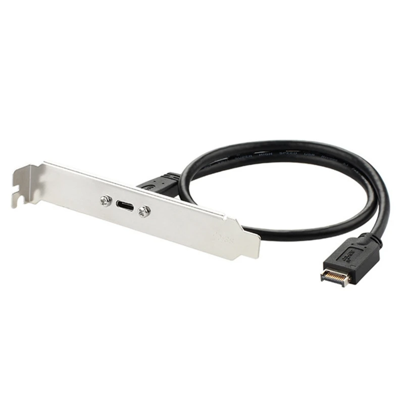 F3KE USB 3.1 Front Panel Type E to Type C Extension Cable 10 Gbit/S Internal Adapter Wire (50cm) with PCI Baffle