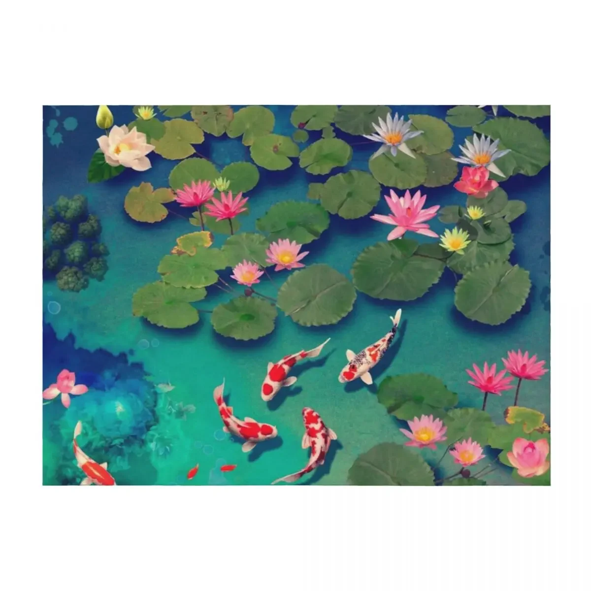 

Water Lilies and Koi Fishes Throw Blanket Shaggy Single cosplay anime valentine gift ideas Blankets