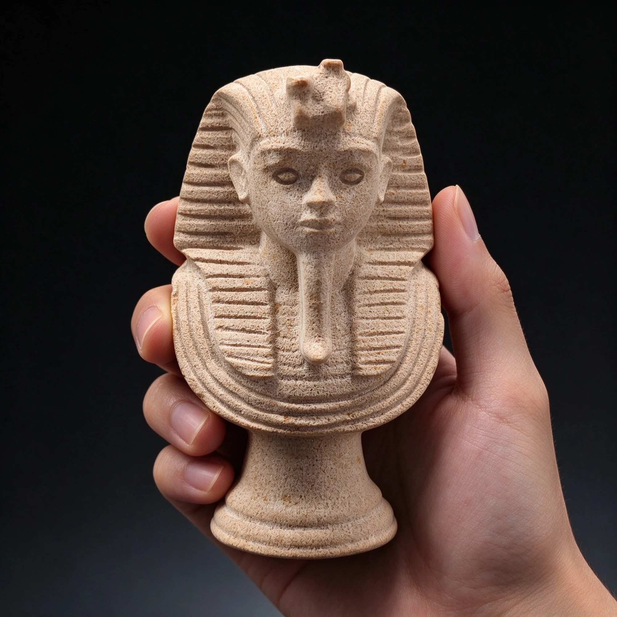 Natural Sandstone Pharaoh Figurine Ancient Egyptian King Tut Bust Statue Home Altar Table Decor Collectible Fine Replica