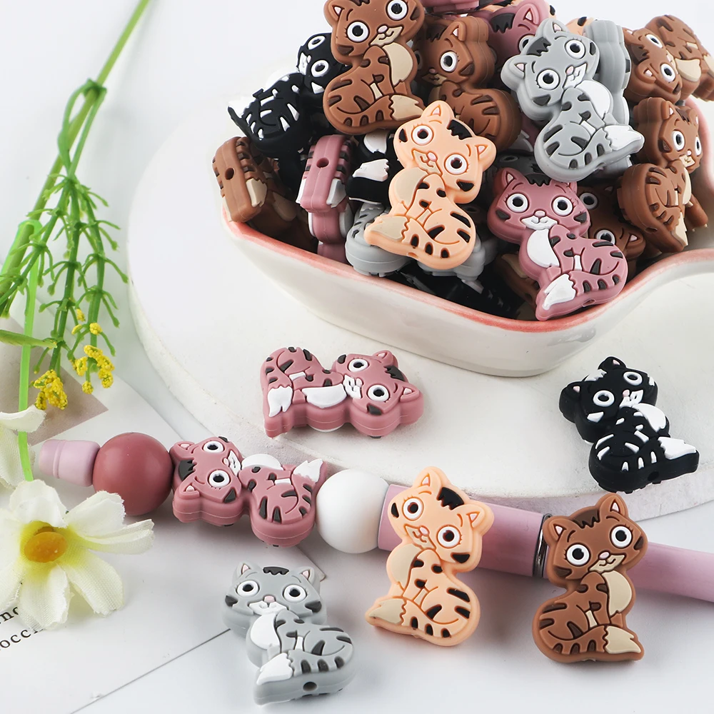 5-10Pcs Silicone Beads Animal Focus Bead Snake Dinosaur Yak Cat Tiger For Jewelry Making DIY Keychain Pacifier Chain Accessories