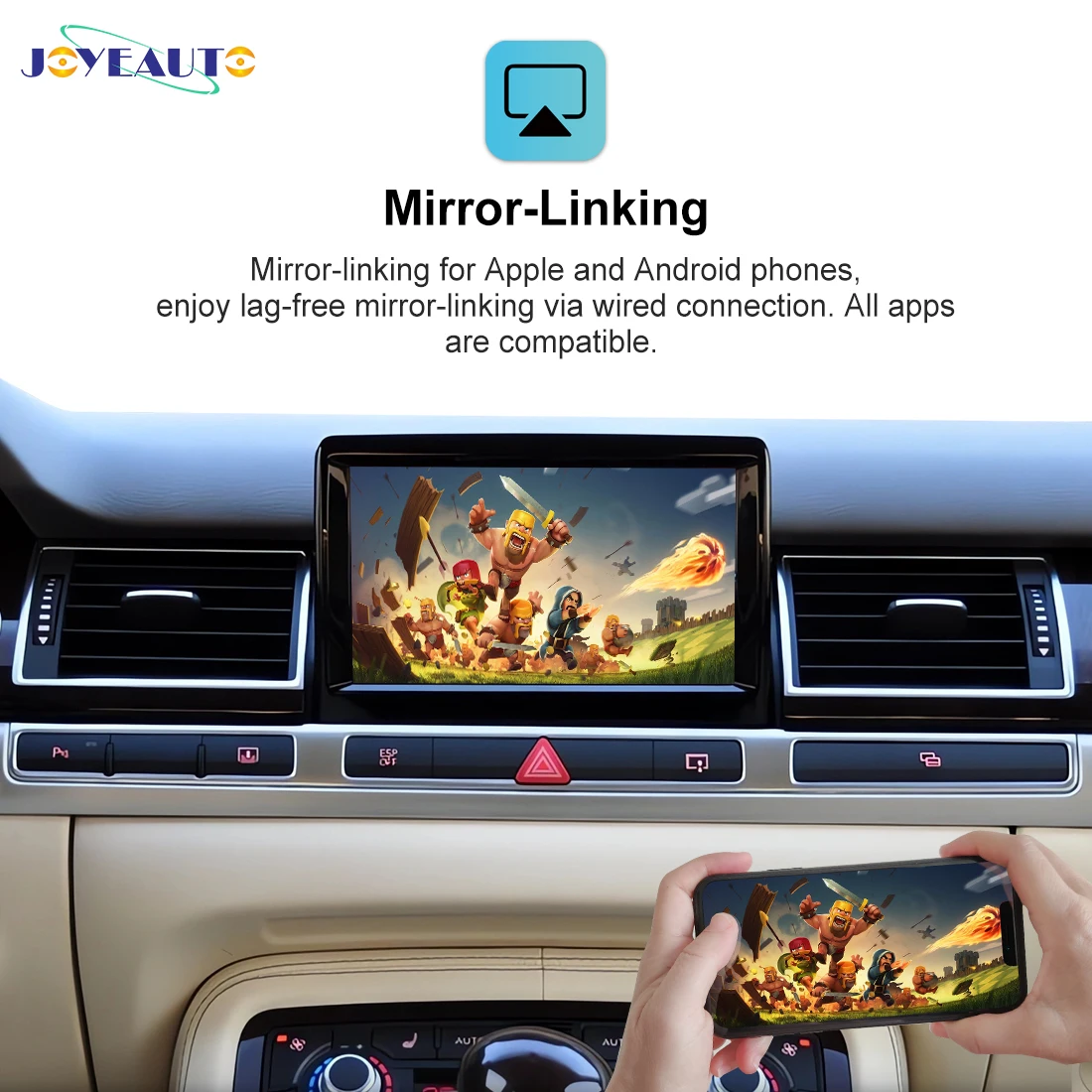 Joyeauto kabelloses apfel carplay für audi a4 b8 a6 c6 mmi 2g 2011-2015 android auto spiegel-link auto spielen retro fit spiegel airplay