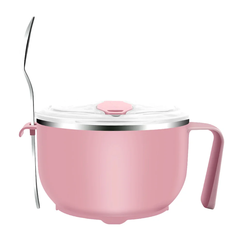 

1 Set Stainless Steel Noodle Bowl 1200Ml Anti-Scald Handle Drainage Hole Portable Soup Food Container Salad Rice Lunch Bowl With