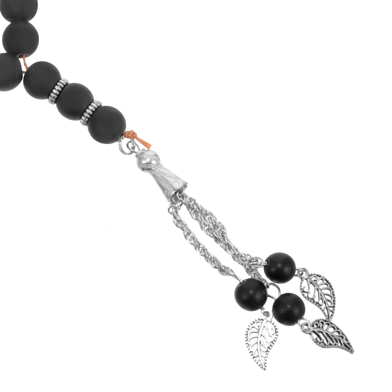 سبحة صلاة المسلمين سلسلة خرز زجاجي مسبحة سوداء متانة قوية سطح أملس لمسة نهائية لامعة مناسبة للصلاة يوميًا