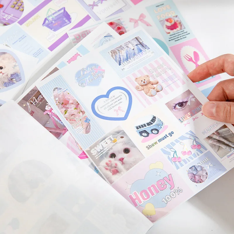 18sheets Korean Cute Die Cutting Sticker Notebook Scrapbook Planner Diary DIY Decorative Material Aesthetics Stationery Sticker