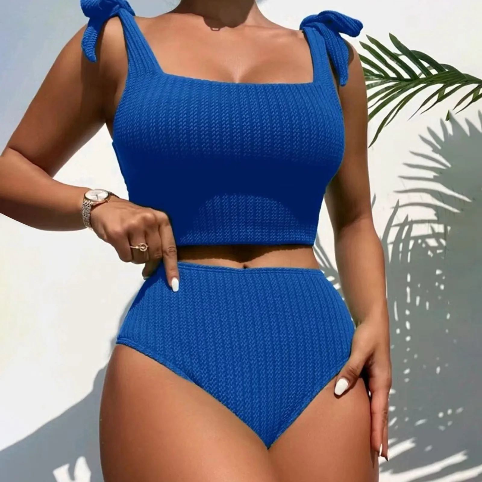 

Sunflower Bikini Top Underwire Women's Solid Color Knit Tight Fitting Backless High Waisted Two Piece Sunflower Romper