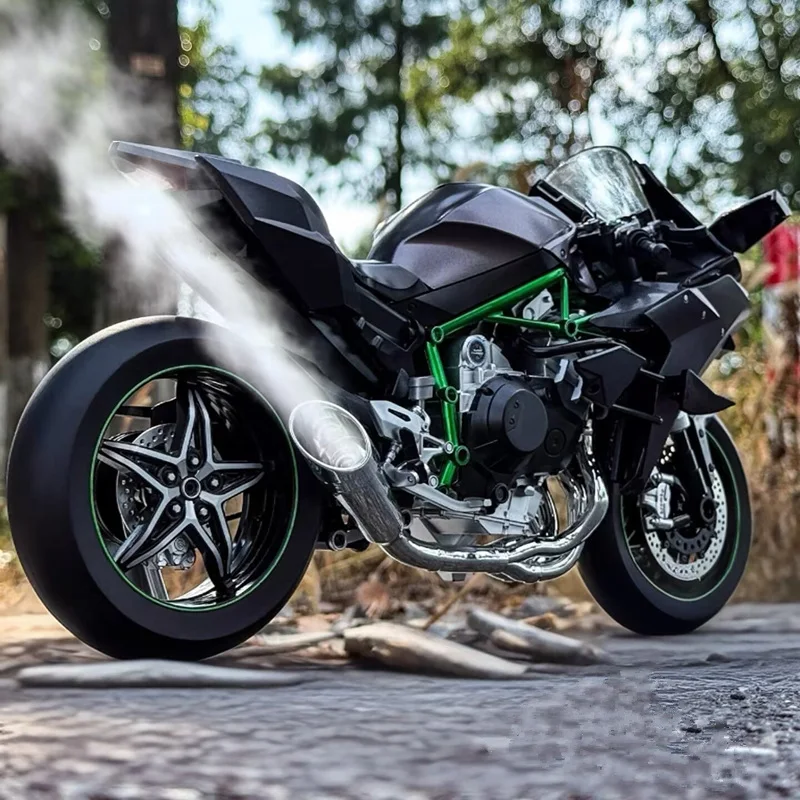 

1:9 H2 H2R модель гоночного мотоцикла из сплава, литая под давлением трековая модель спортивного мотоцикла, имитация звука, свет со спреем, детские игрушки, подарок