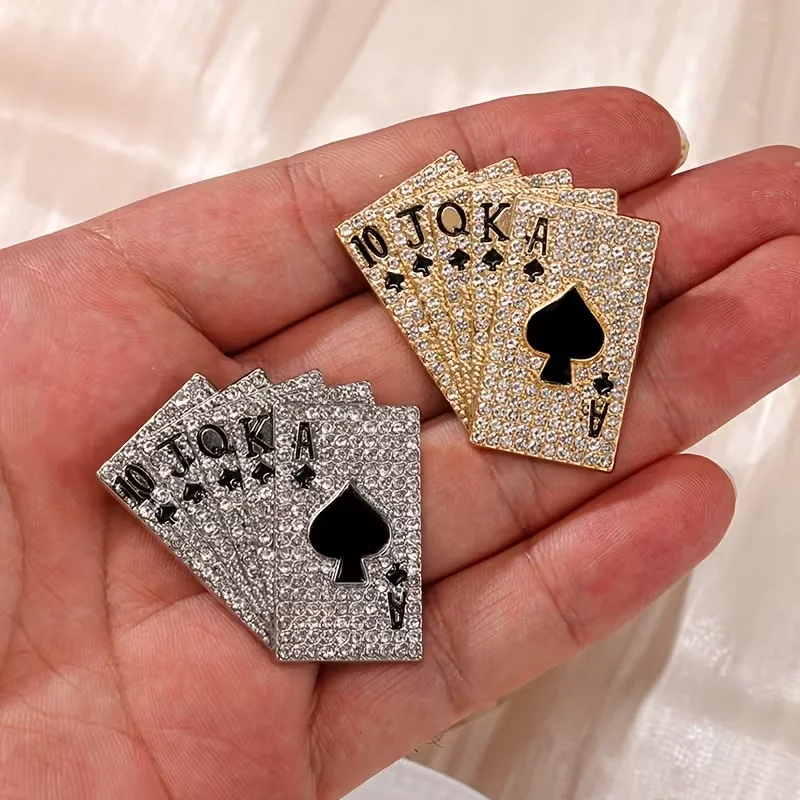 1 Elegant Poker-Shaped Pin - Sparkling Black Square Design, Suitable for Daily Wear or as a Gift, a Seasonal Accessory