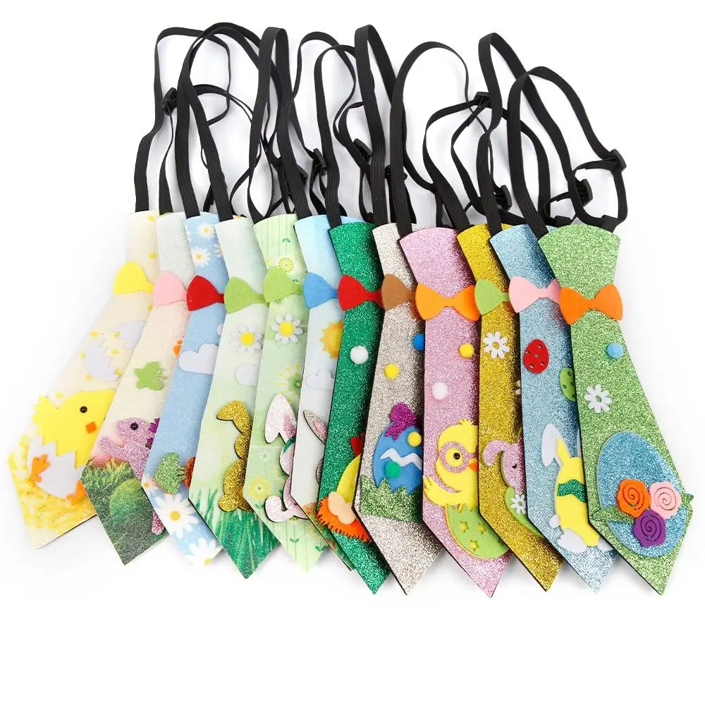 Bunny Easter Rabbit Tie Creative Chick Shiny Cartoon Tie Adjustable Colorful Easter Party Decoration Girls