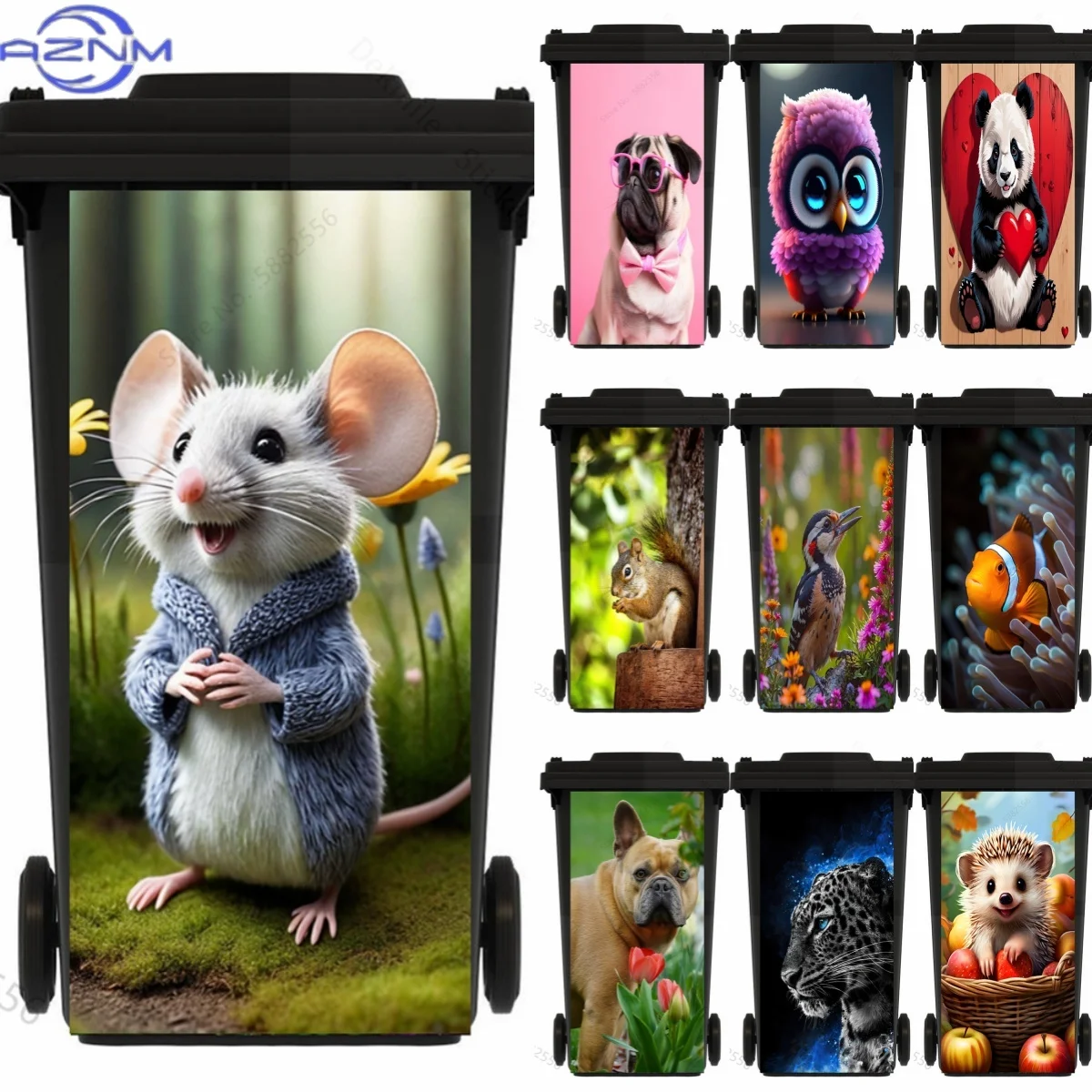 Cute Mouse Trash Can Sticker Self Adhesive Removable Animal Wall Sticker Kitchen Trash Can Decorative Decal Home Art Decoratio
