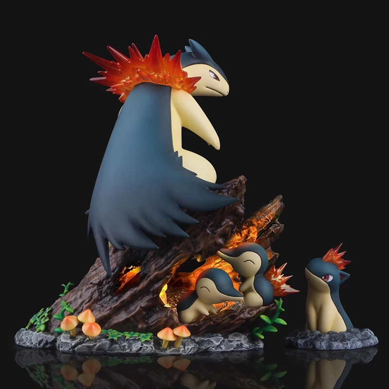 En Stock PokéMon figuras de Anime Typhlosion Fierce Beast Evolution grupo Eevee Pvc Anime decoraciones estatua modelo juguete para regalo
