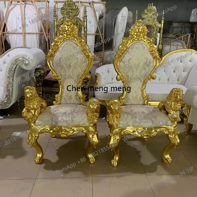 F150 classic cheap wedding royal throne chair gold for bride and groom, event party queen king throne chair view 3