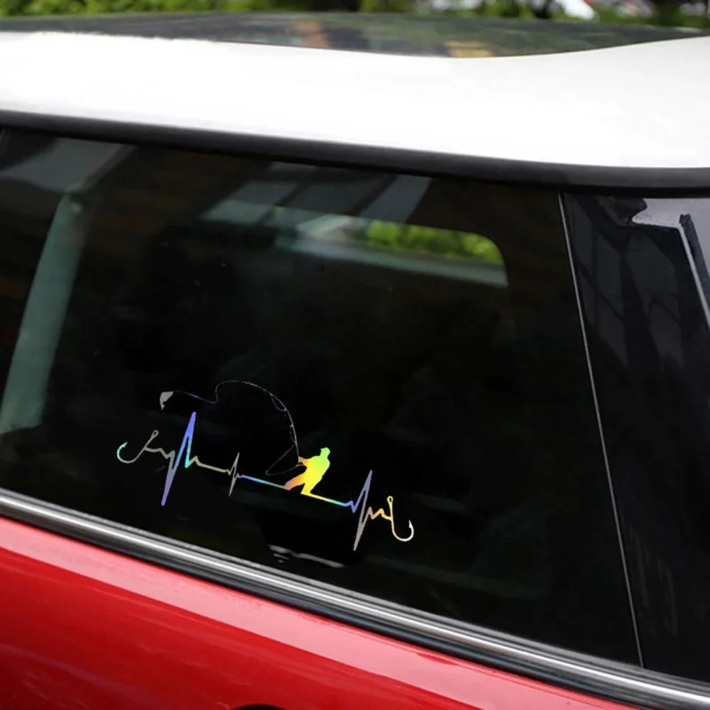

1Pc Stylish Fishing Heartbeat Car Sticker Waterproof Vinyl Window Bumper Trunk Side Body Decal Auto Accessories