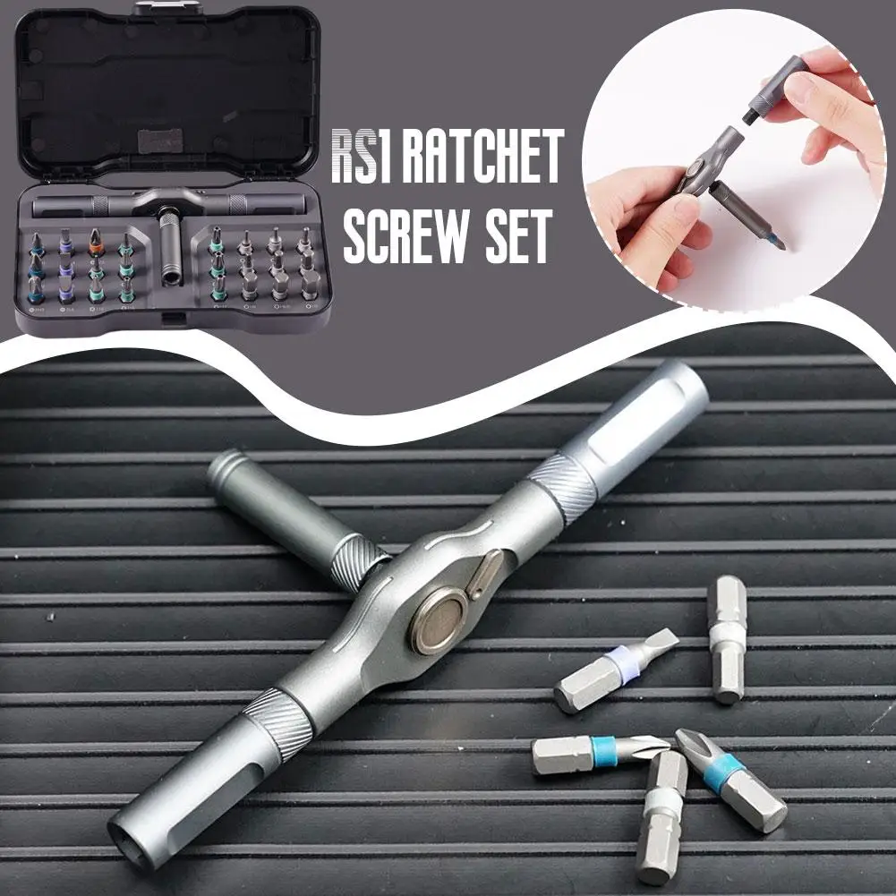 24 In 1 Multi-purpose Ratchet Wrench Screwdriver S2 Magnetic Bits Tools Set DIY Household Repair Tools