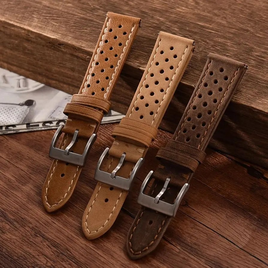 

Breathable Leather Watch Strap for Omega for Seiko Watch Band 18mm 20mm 22mm Leather Wristband Quick Release Replacement Belt