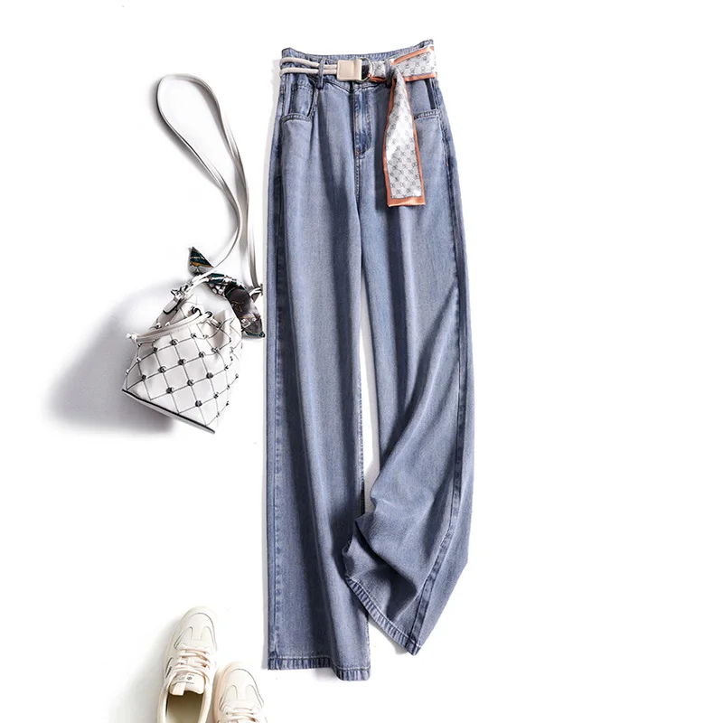 

High Waist Denim Pants Women's Versatile Wide Leg Jeans Slimming Floor-Length Straight Cut Casual Sle Autumn 2025