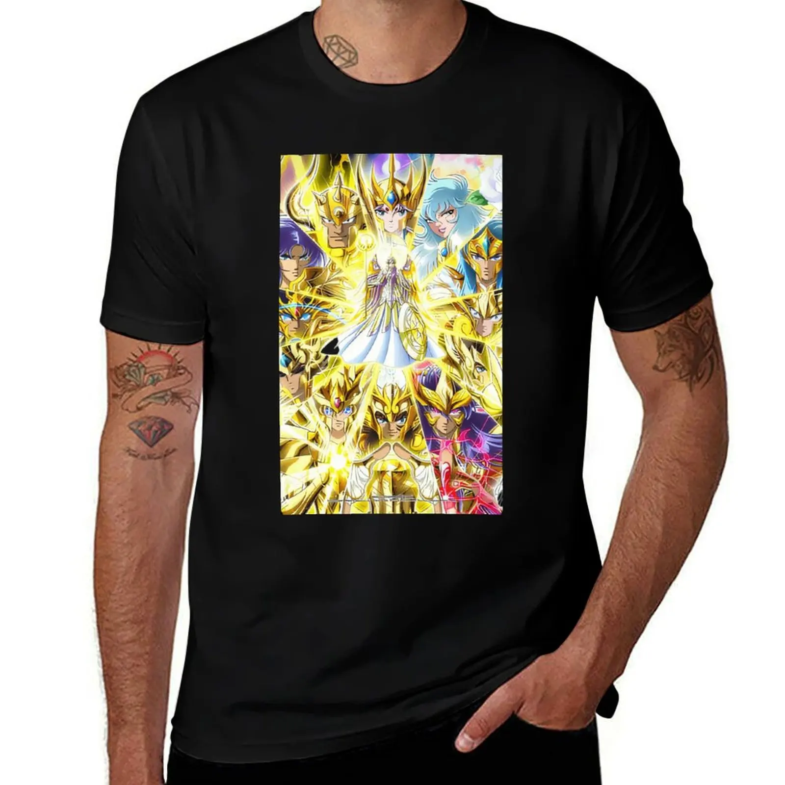 

100% Cotton T-Shirt Tee Saint Seiya Gold Saint Mu Aldebaran Saga DeathMask Aiolia Shaka Dokho Milo Aiolos Shura Camus Aphrodite