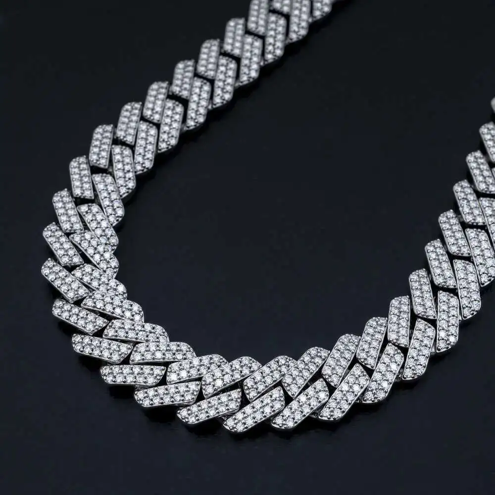 

Ювелирные изделия Iced Out в стиле хип-хоп, роскошная цепочка из стерлингового серебра 925 пробы Gra Vvs1, кубинская цепочка с муассанитом и бриллиантами