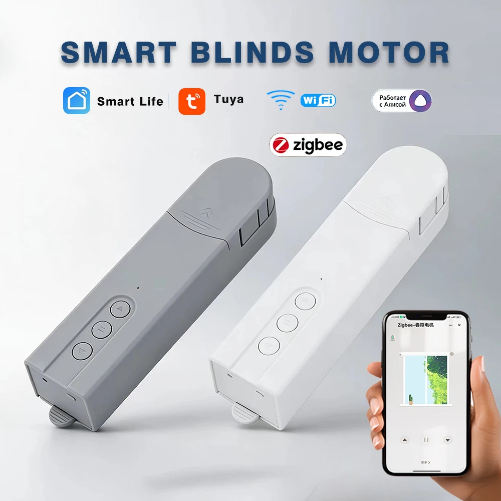 Tuya WiFi Smart Blind Motor Zigbee Electric Curtain Drive Shutter with RF Remote APP Control Alexa Google Assistant Alice
