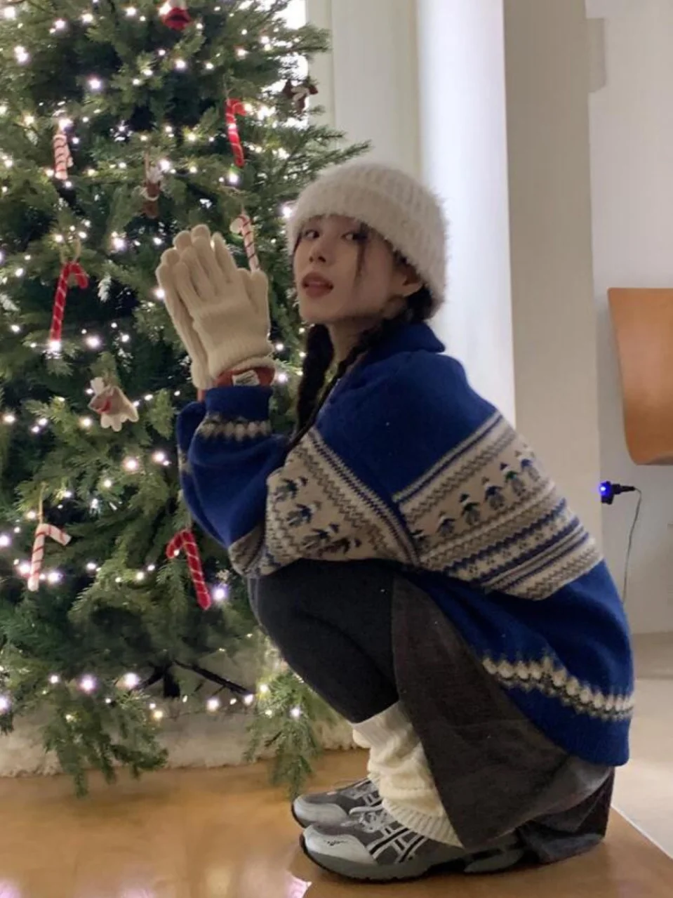 سترة Street Sle Retro Fair Isle Nordic كاجوال بسحاب طويل Sve، نسخة كورية فريدة من نوعها، فضفاضة تناسب...