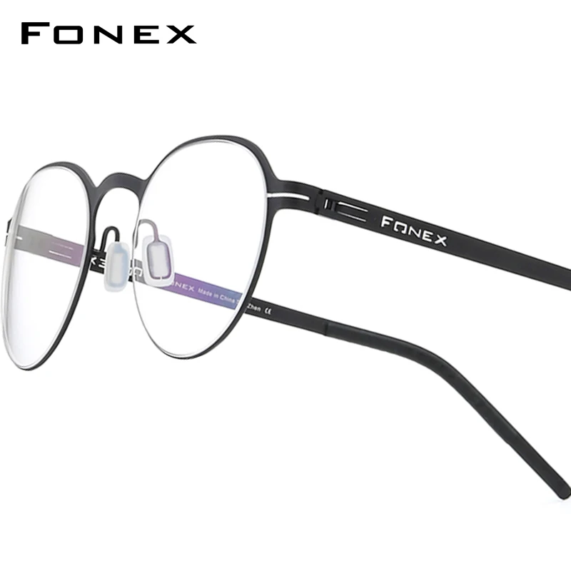 

FONEX Alloy Glasses Frame Women Brand Design Round Eyeglasses Frames Men Korean Germany Screwless Ultralight-Weight Eyewear 994