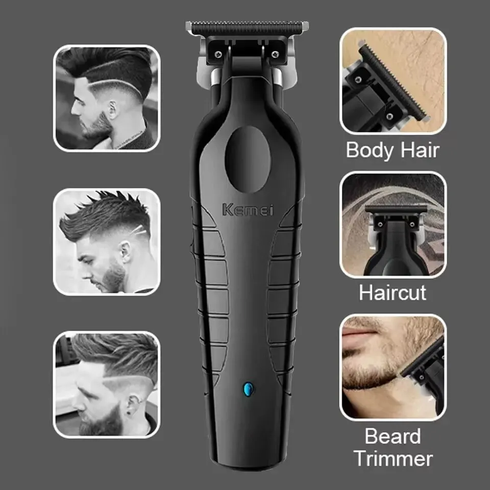 Kemei Men's Cordless Hair Clipper USB Rechargeable Electric Hair Clipper Zero Gap Trimmer Electric Hair Cutting Machine KM-2299