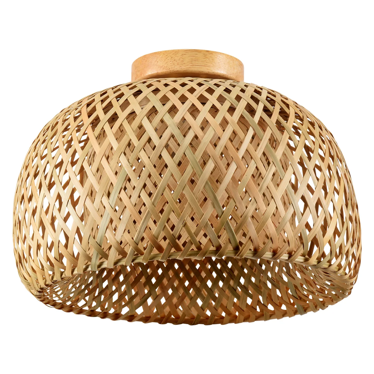 Bamboo Wicker Rattan Light Fixture Flush Mount Hanging Ceiling Lamp for Living Room Bedroom Dining Room,30X18cmB84B