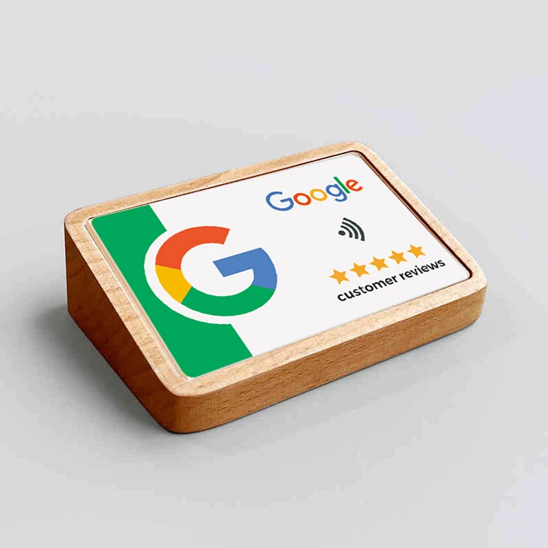 NFC google 리뷰 스탠드 플레이트 디스플레이 2 in 1 목재 소재 디스플레이 사인 소셜 미디어 google 리뷰 플레이트
