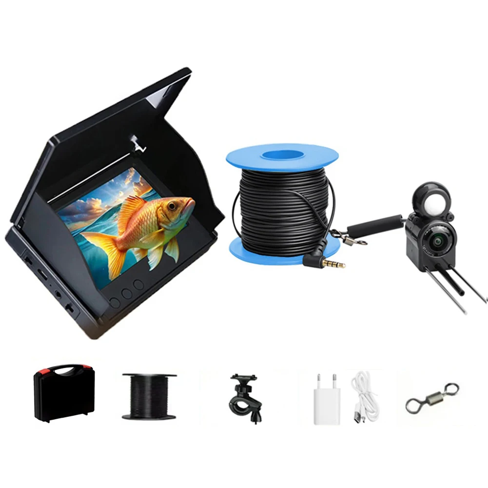 Underwater Fishing Camera 4.3 Inch IPS Monitor Ice Fishing Fish Finder 220° Night Vision Waterproof 15/20/30m Cable for ICE/Sea