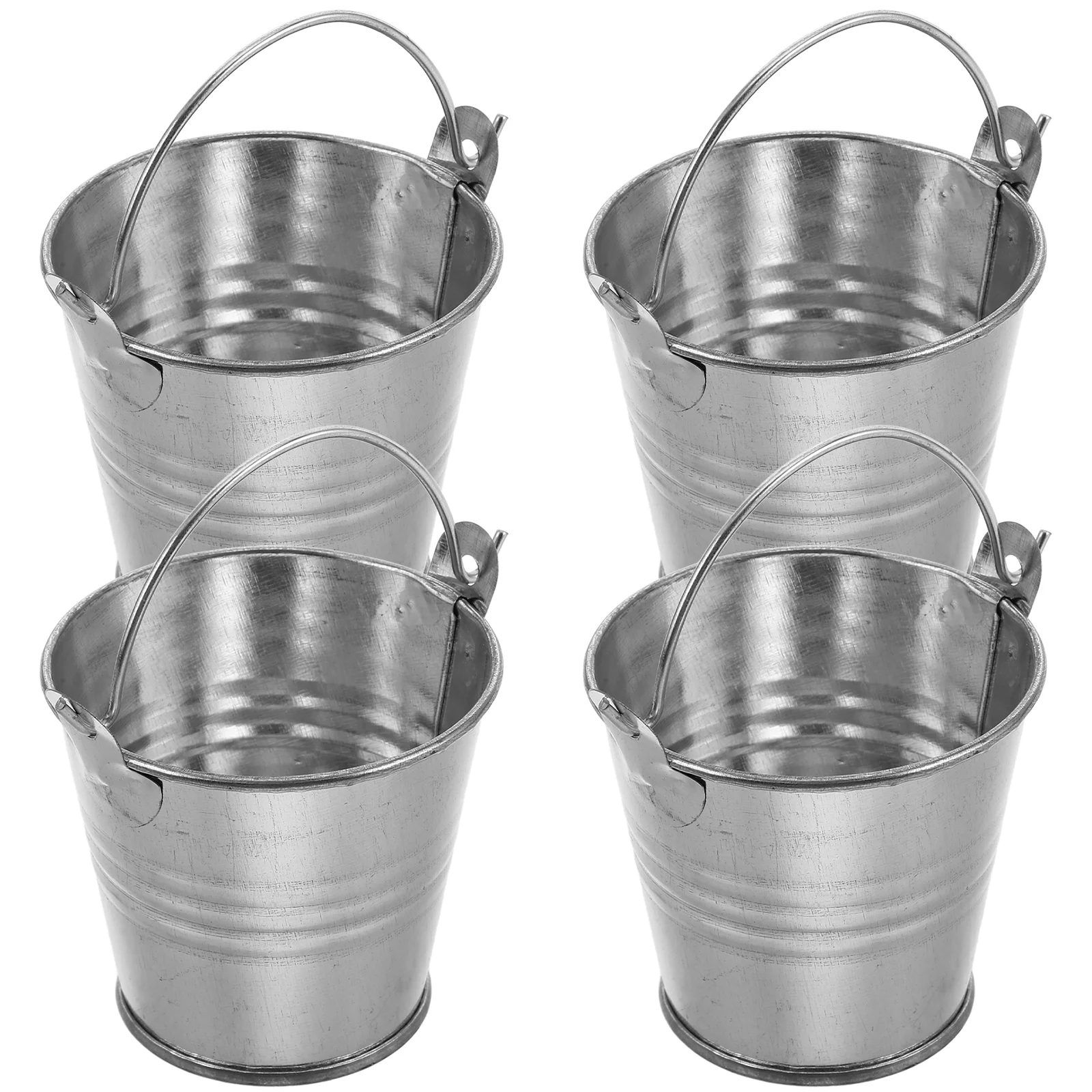4 Pcs Mini Bucket Small Iron Compact Flower Pot with Handle Creative Pots for Indoor Plants