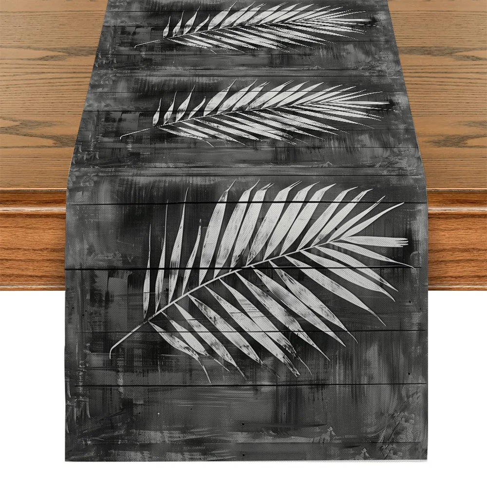 

Деревянная простая настольная дорожка с пальмовыми листьями, настольное украшение, многоразовая кухонная настольная дорожка для столового стола, искусственный Декор