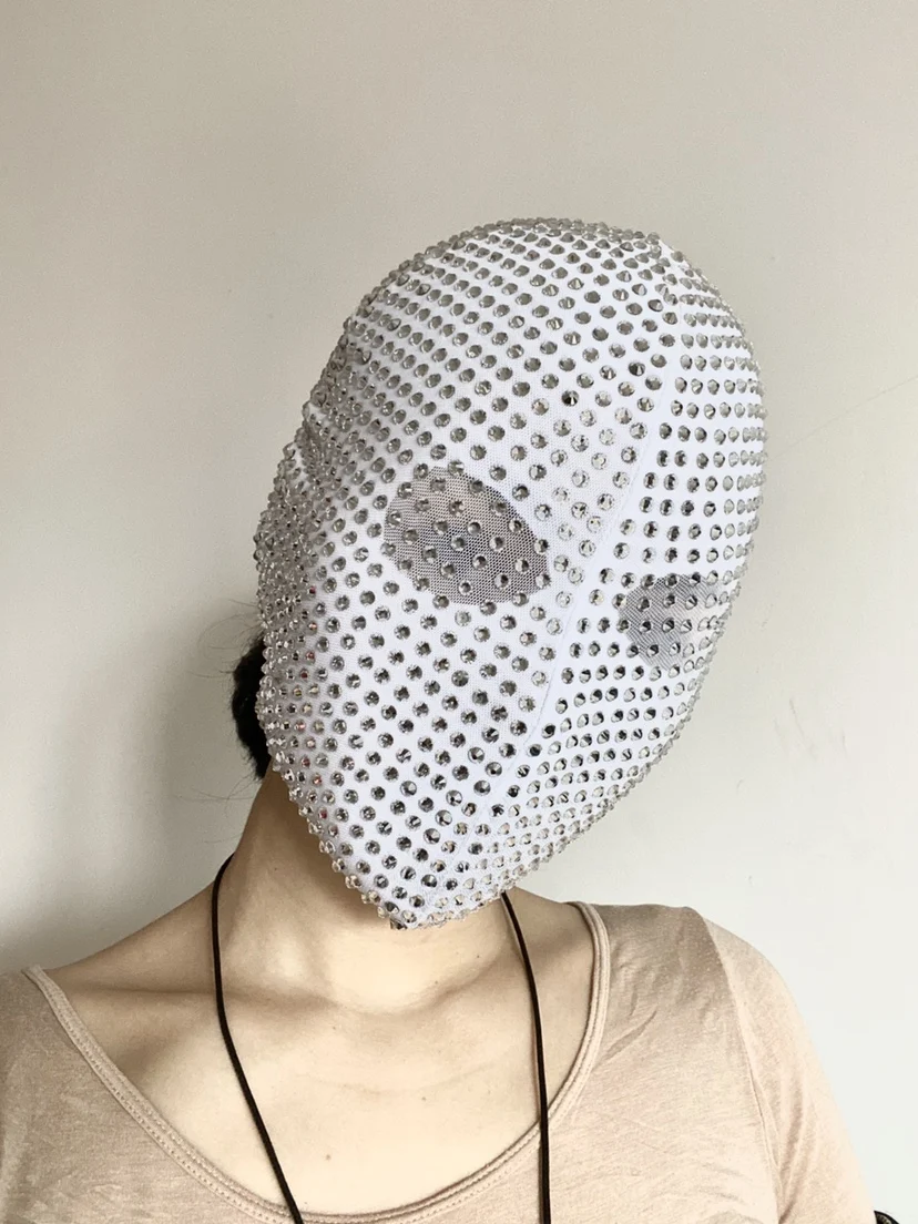 Thorn Diamond Rivet Punk Full Face Mask Night Club Dance Cosplay Halloween Masks Fashion Rhinestone Mask Hood Helmet
