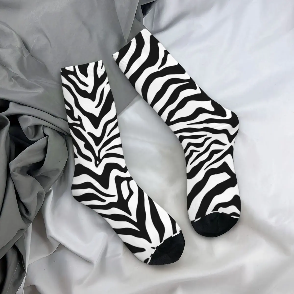 Zebra Print Socks Animal Skin Decorative Youth Mid Stockings Large Chemical Fiber Golf Elastic Socks