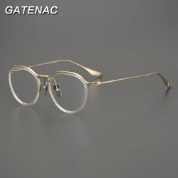 Vintage Pure Titanium Eyeglasses Frame Men Myopia Optical Prescription Glasses Frame Women Retro Korea Luxury Brand Eyewear