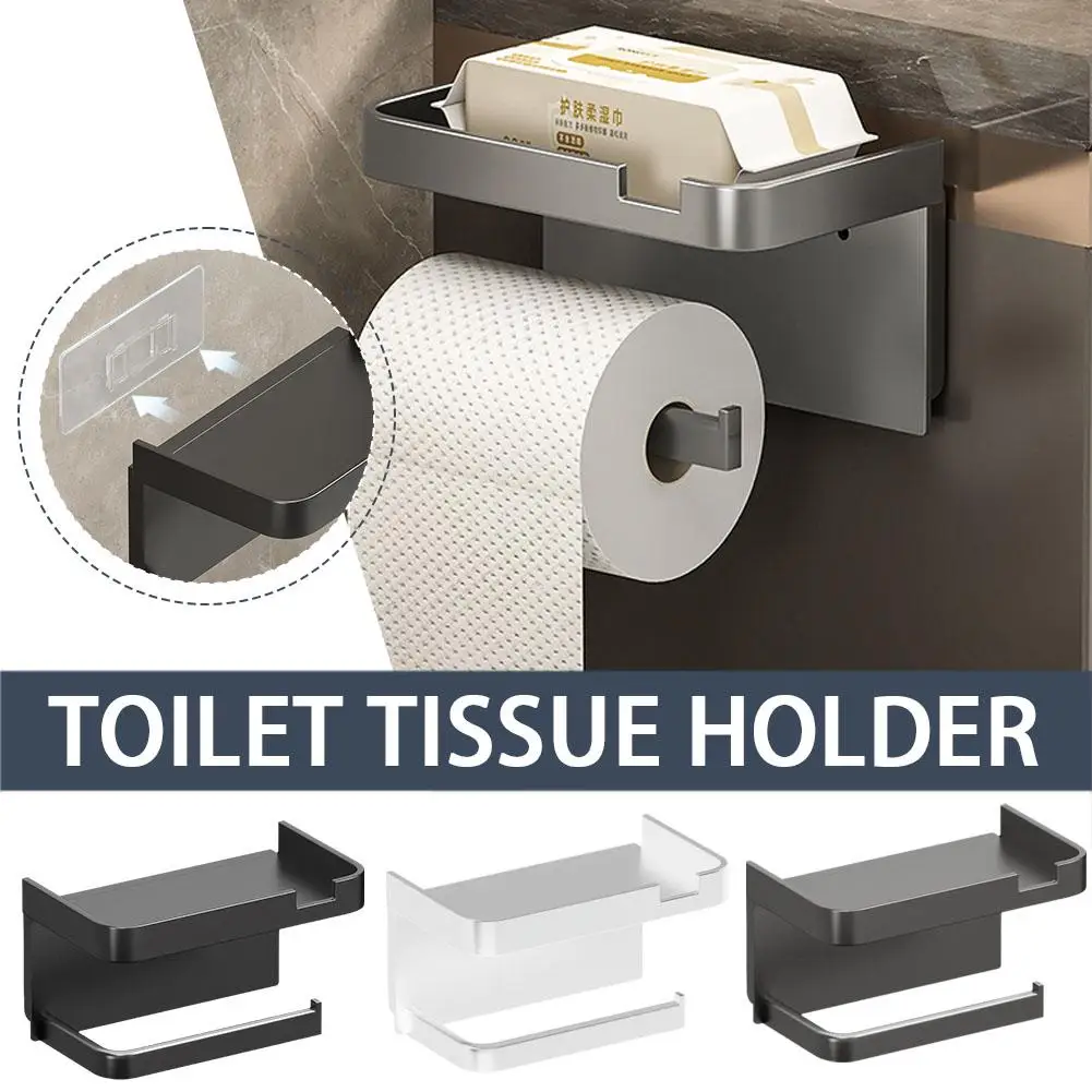 Toilet Tissue Holder Without Punching, Bathroom Storage Rack Tissue Box Toilet Tissue Holder Toilet Paper Holder