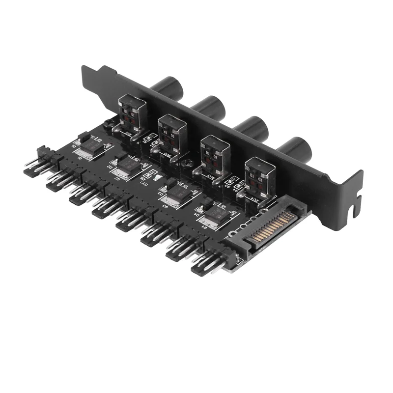 

~【A48T HOT】5X Pc 8 Channels Fan Hub 4 Knob Cooling Fan Speed Controller For Cpu Case HDD VGA Pwm Fan Pci Bracket Power By 12V