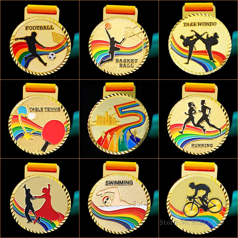 Custom Metal Sports Medal for football, table tennis, swimming, volleyball, taekwondo, dance competition, general sports, 10PCs