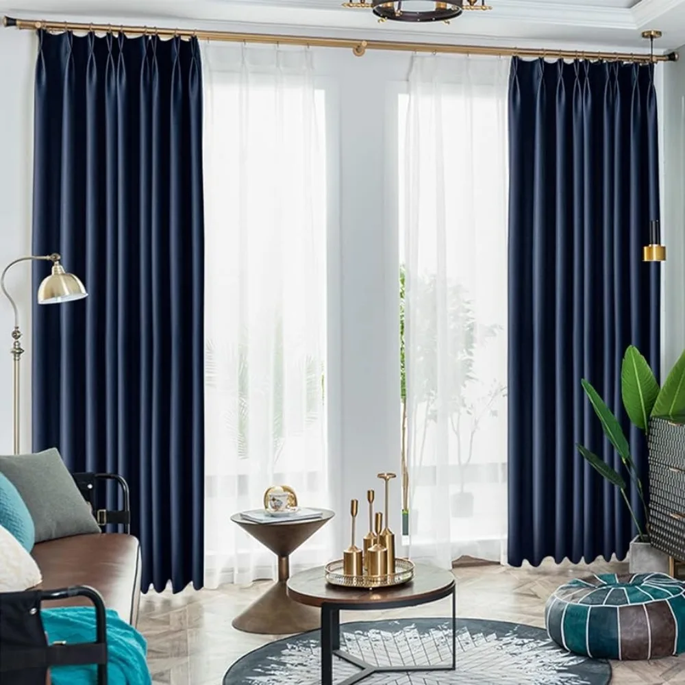 Thermal and Heat Insulating Curtains for the Living Room Divider Curtain Rod Navy 120“ W X 96” L (One Panel) Tulle Curtains Sale