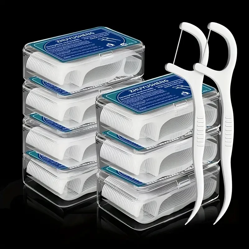 6 boxes of dental floss, 50 pieces per box, 300 disposable dental floss sticks, classic portable toothpicks