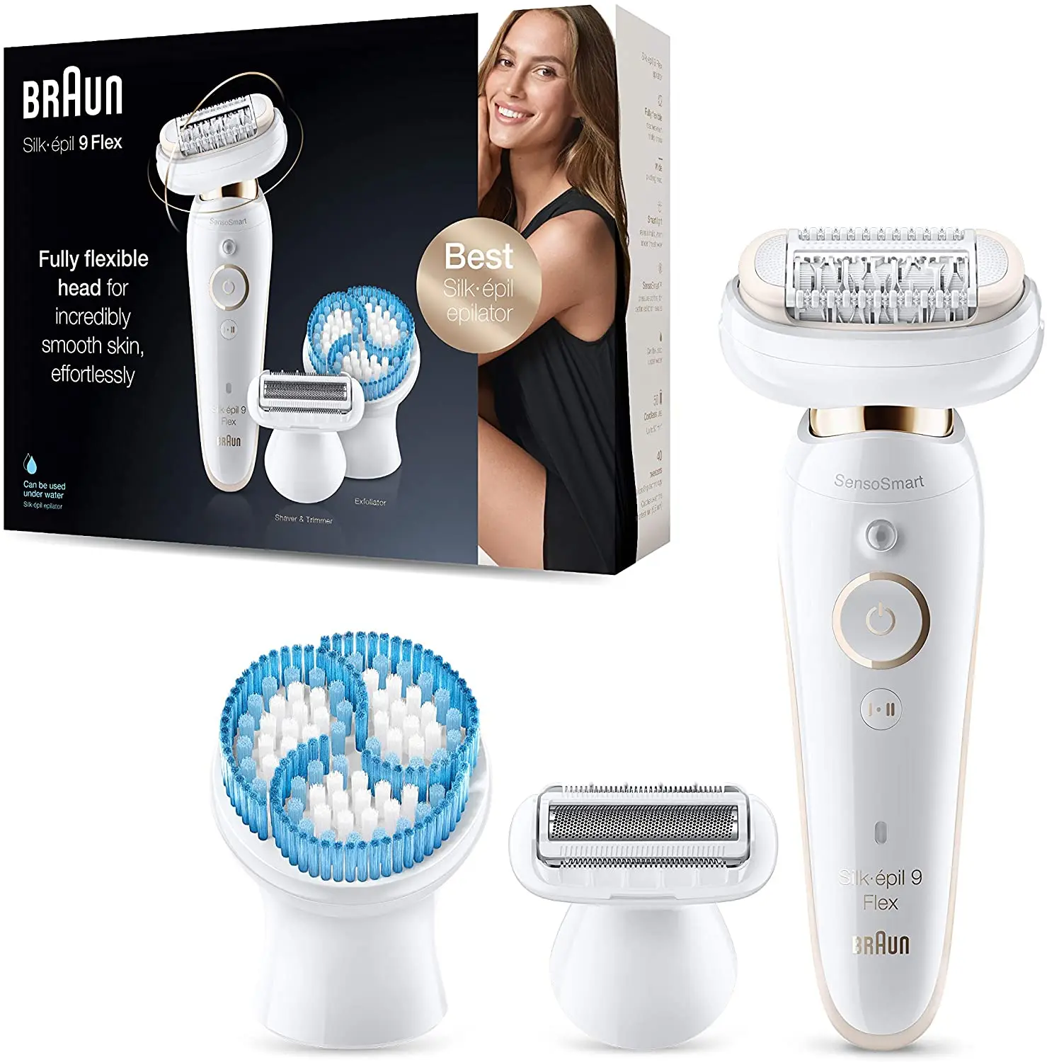 Braun Silk-epil 9 Flex 9010, Wireless, Wet-Dry, 3in 1 Combination of Epilator/Hair Removal in the Whole body use, Micro Grip