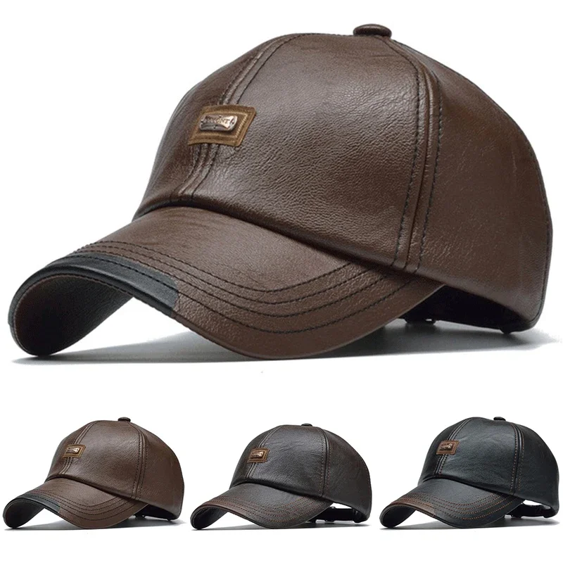 Unisex JAMONT Label Baseballkappen aus Leder für Frühling und Herbst, verstellbare Freizeithüte für den Außenbereich, Papa-Hut, Sonnenschutzhut