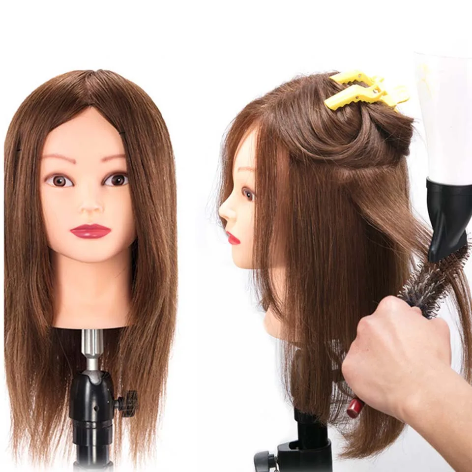 100% Human Hair Wig Mannequin Head With Hair for Braiding Cutting Practice  Training Mannequin Dummy Heads for Hairdresser Salon