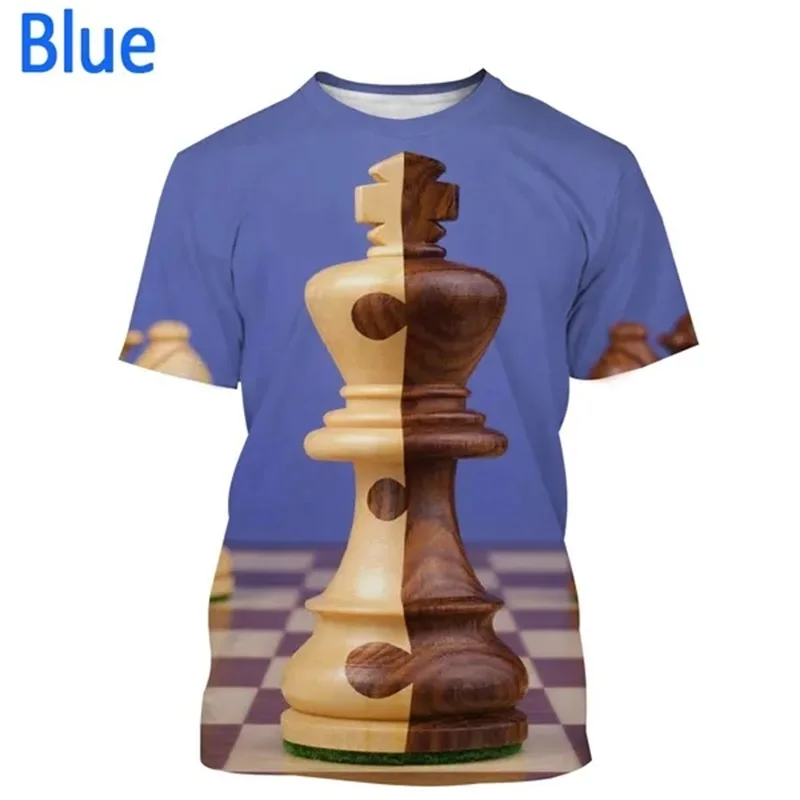 Newest Chess Game 3D Printing T Shirt Checkerboard Graphic T Shirts For Men Women Casual Short-Sleeved Streetwear Tee Tops