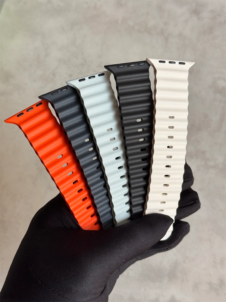 Ocean strap For Apple Watch Ultra 3 2 49mm 45mm 41mm 44mm 42-46mm Silicone Bracelet Wrist iWatch Band series 11 10 9 8 7 6 5 SE
