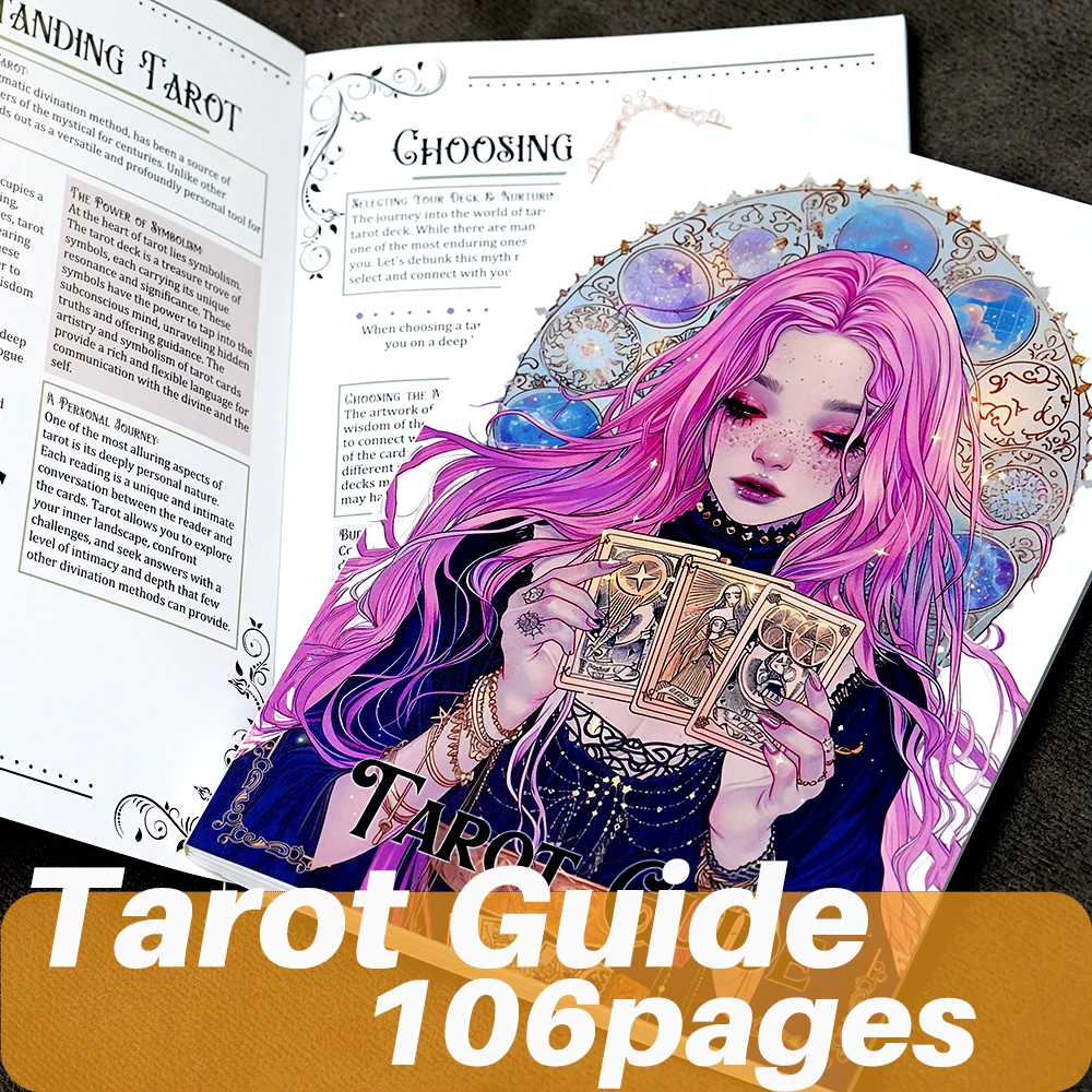 Guide du Tarot pour débutant, 106 pages, cartes, dépositions, lecture, feuilles de triche, apprentissage du tarot, compréhension du guide du Tarot