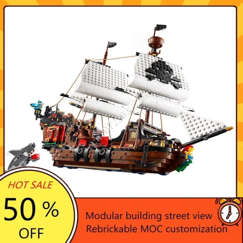 1260 pçs moc navio pirata personalizado kit modelo de navio de guerra diy conjunto educação técnica montagem criativa brinquedo quebra-cabeça para crianças presente natal