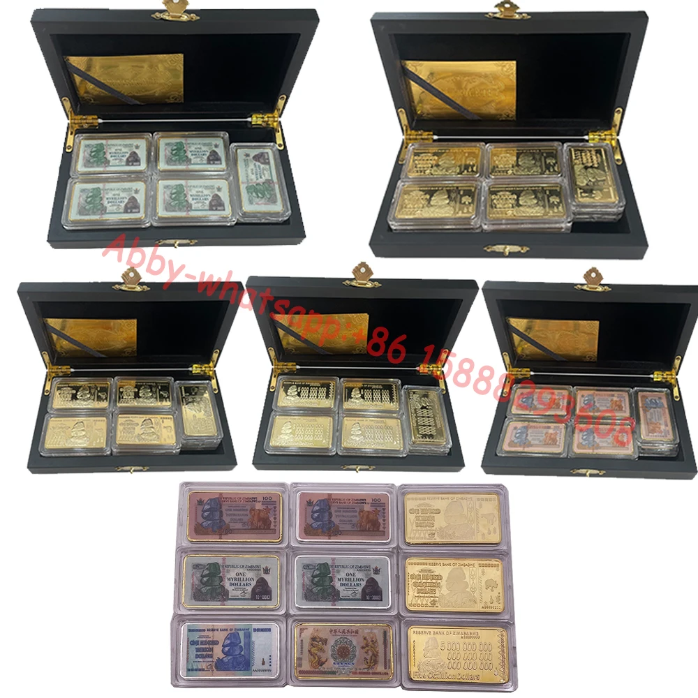 

15pc Zimbabwe 100 Trillion Dollars Gold Silver bar Zim Myrillion/yottalillion/octillion/quintillion bullion commemorative ingot