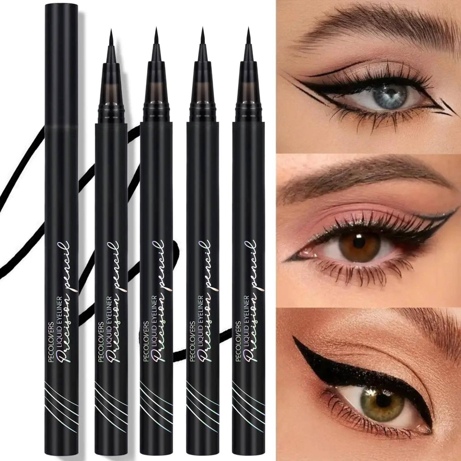 5 Stück glatter flüssiger Eyeliner, spitzenbeständig, wasserfest, schnell trocknend, weich, perfekt für präzises und dramatisches Auge